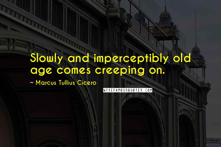 Marcus Tullius Cicero Quotes: Slowly and imperceptibly old age comes creeping on.