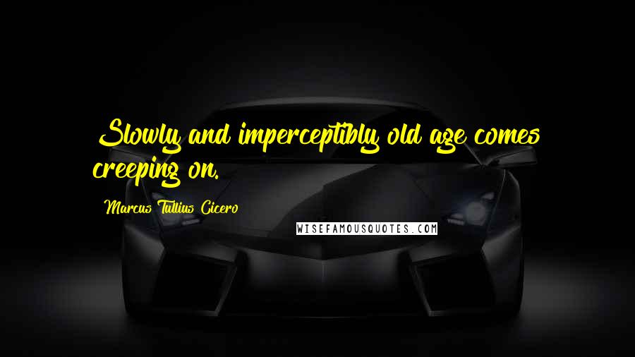 Marcus Tullius Cicero Quotes: Slowly and imperceptibly old age comes creeping on.