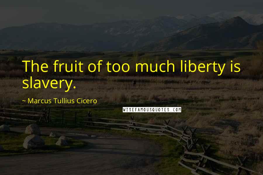 Marcus Tullius Cicero Quotes: The fruit of too much liberty is slavery.