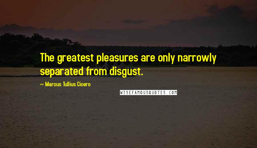 Marcus Tullius Cicero Quotes: The greatest pleasures are only narrowly separated from disgust.