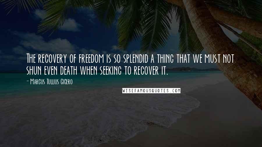 Marcus Tullius Cicero Quotes: The recovery of freedom is so splendid a thing that we must not shun even death when seeking to recover it.
