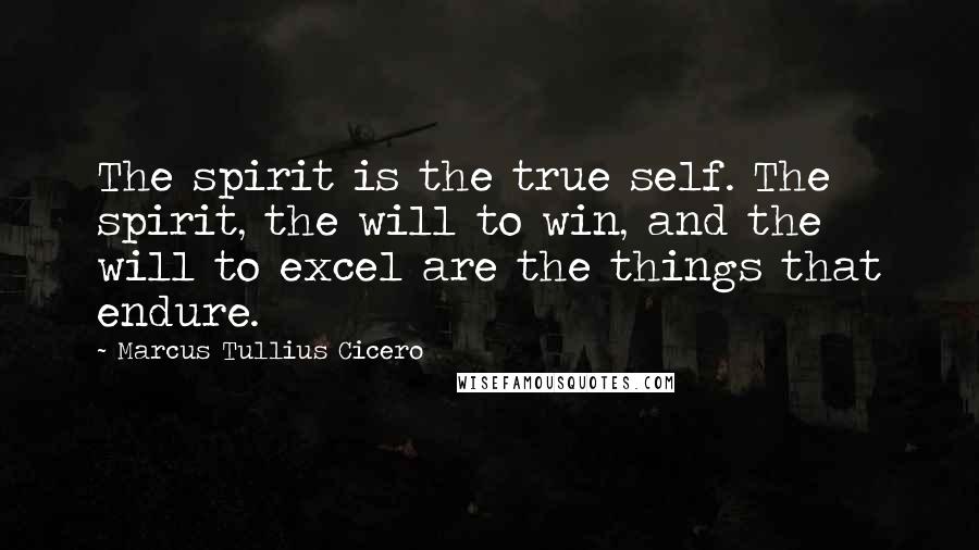 Marcus Tullius Cicero Quotes: The spirit is the true self. The spirit, the will to win, and the will to excel are the things that endure.
