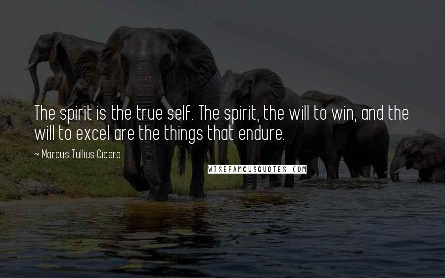 Marcus Tullius Cicero Quotes: The spirit is the true self. The spirit, the will to win, and the will to excel are the things that endure.