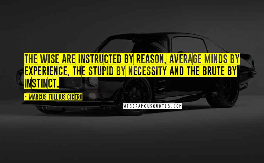 Marcus Tullius Cicero Quotes: The wise are instructed by reason, average minds by experience, the stupid by necessity and the brute by instinct.