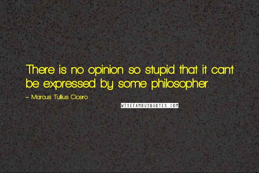 Marcus Tullius Cicero Quotes: There is no opinion so stupid that it can't be expressed by some philosopher.