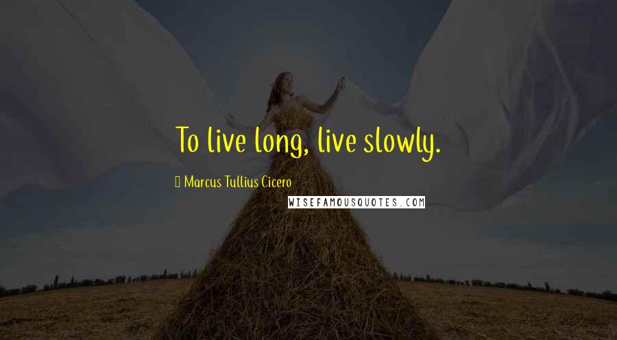 Marcus Tullius Cicero Quotes: To live long, live slowly.