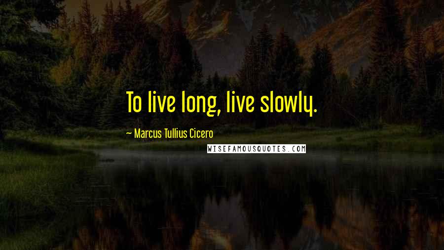 Marcus Tullius Cicero Quotes: To live long, live slowly.