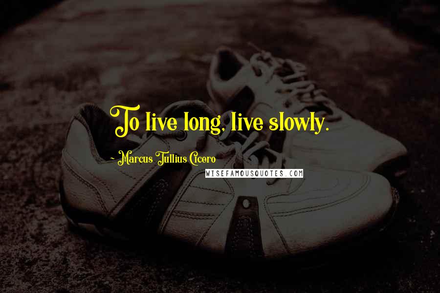 Marcus Tullius Cicero Quotes: To live long, live slowly.