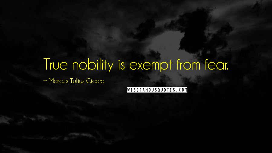 Marcus Tullius Cicero Quotes: True nobility is exempt from fear.