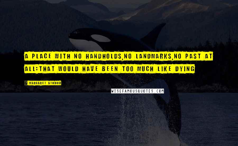 Margaret Atwood Quotes: A place with no handholds,no landmarks,no past at all:That would have been too much like dying