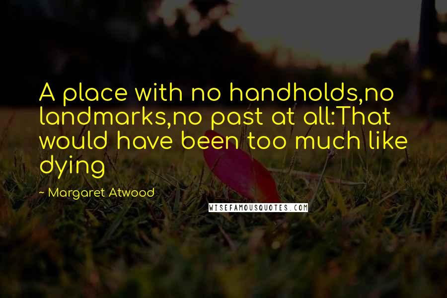 Margaret Atwood Quotes: A place with no handholds,no landmarks,no past at all:That would have been too much like dying