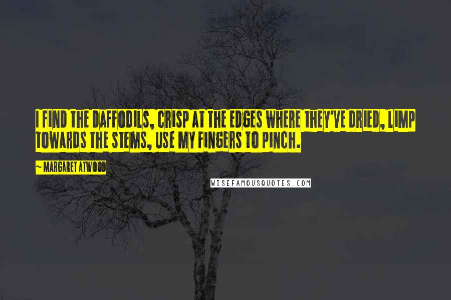 Margaret Atwood Quotes: I find the daffodils, crisp at the edges where they've dried, limp towards the stems, use my fingers to pinch.