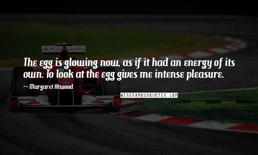Margaret Atwood Quotes: The egg is glowing now, as if it had an energy of its own. To look at the egg gives me intense pleasure.