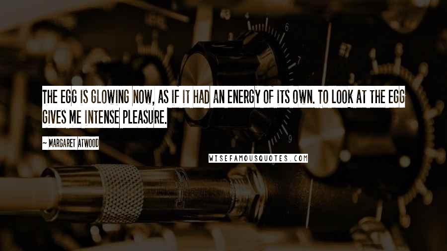 Margaret Atwood Quotes: The egg is glowing now, as if it had an energy of its own. To look at the egg gives me intense pleasure.