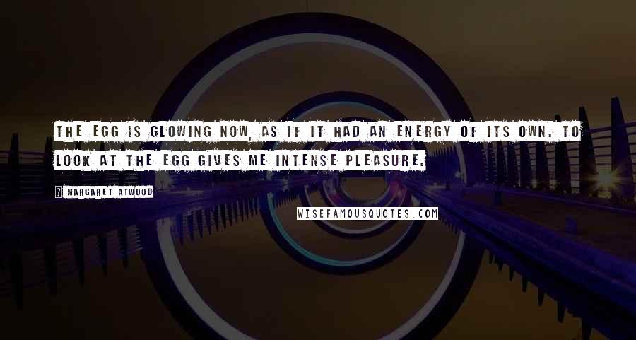 Margaret Atwood Quotes: The egg is glowing now, as if it had an energy of its own. To look at the egg gives me intense pleasure.