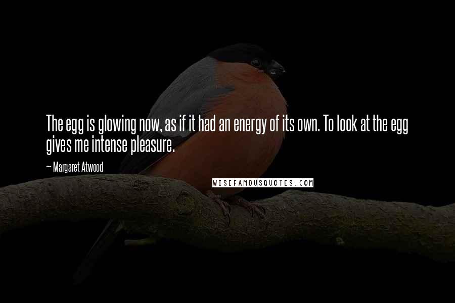 Margaret Atwood Quotes: The egg is glowing now, as if it had an energy of its own. To look at the egg gives me intense pleasure.
