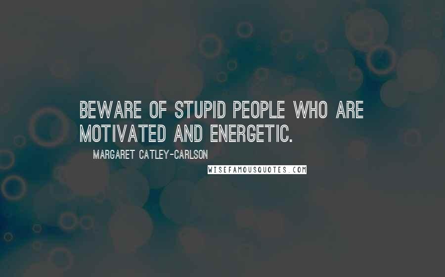 Margaret Catley-Carlson Quotes: Beware of stupid people who are motivated and energetic.
