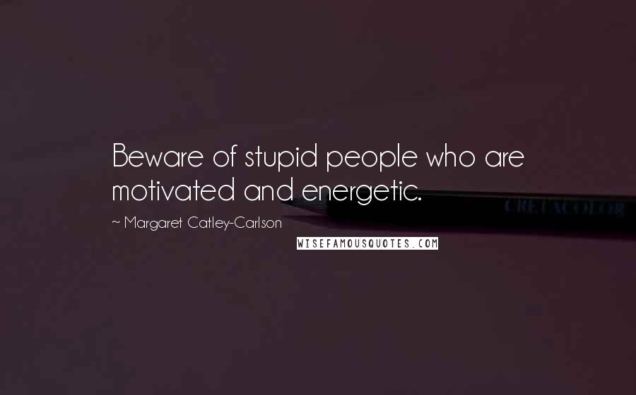 Margaret Catley-Carlson Quotes: Beware of stupid people who are motivated and energetic.