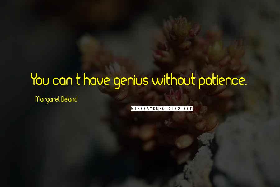 Margaret Deland Quotes: You can't have genius without patience.