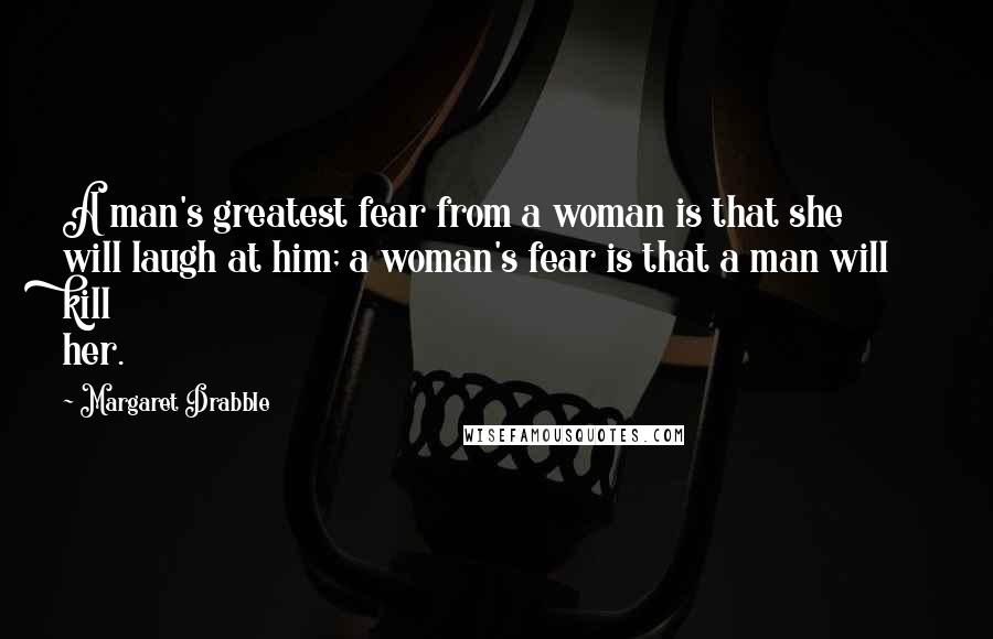 Margaret Drabble Quotes: A man's greatest fear from a woman is that she will laugh at him; a woman's fear is that a man will kill her.