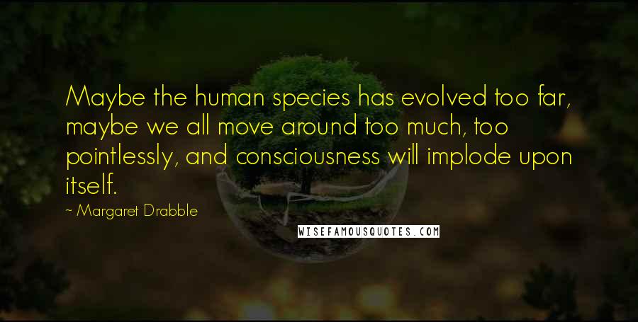 Margaret Drabble Quotes: Maybe the human species has evolved too far, maybe we all move around too much, too pointlessly, and consciousness will implode upon itself.