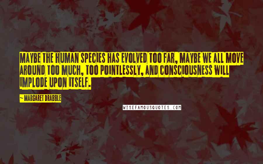 Margaret Drabble Quotes: Maybe the human species has evolved too far, maybe we all move around too much, too pointlessly, and consciousness will implode upon itself.