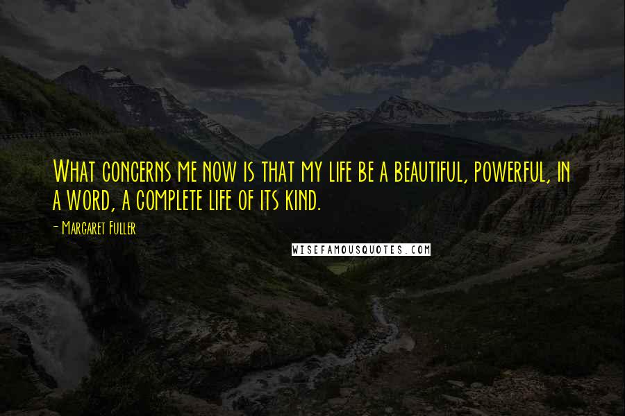 Margaret Fuller Quotes: What concerns me now is that my life be a beautiful, powerful, in a word, a complete life of its kind.