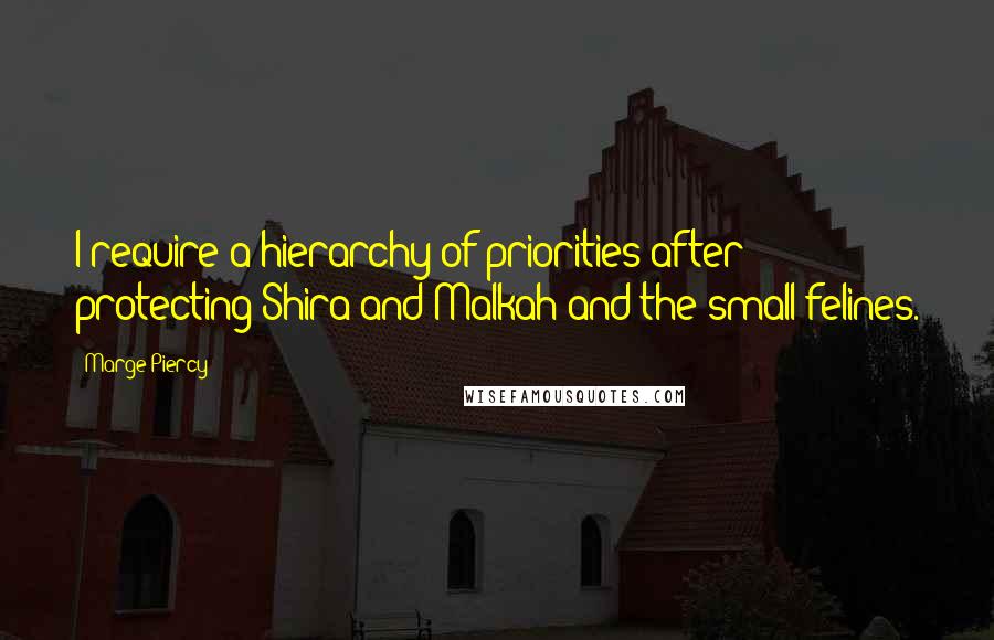 Marge Piercy Quotes: I require a hierarchy of priorities after protecting Shira and Malkah and the small felines.