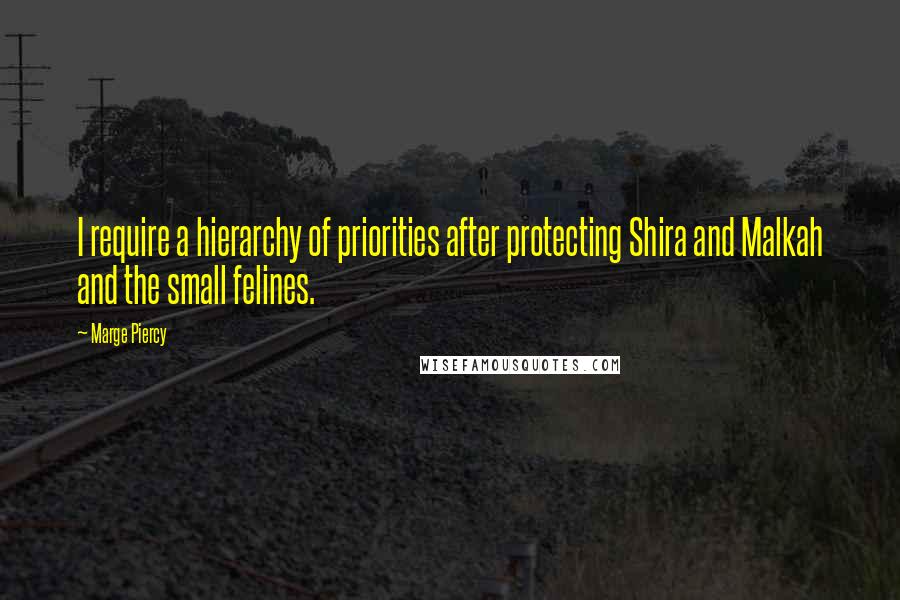 Marge Piercy Quotes: I require a hierarchy of priorities after protecting Shira and Malkah and the small felines.