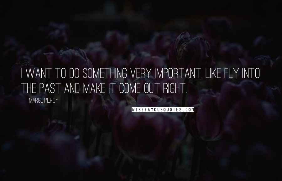 Marge Piercy Quotes: I want to do something very important. Like fly into the past and make it come out right.