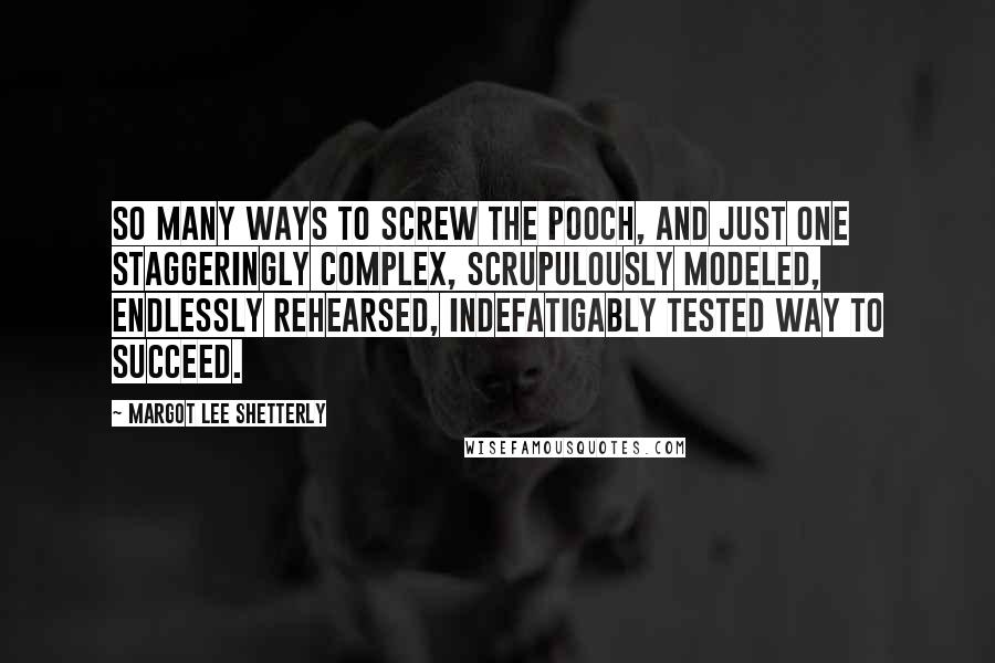 Margot Lee Shetterly Quotes: So many ways to screw the pooch, and just one staggeringly complex, scrupulously modeled, endlessly rehearsed, indefatigably tested way to succeed.