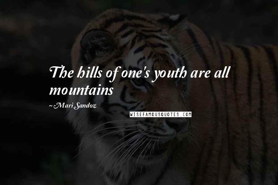 Mari Sandoz Quotes: The hills of one's youth are all mountains