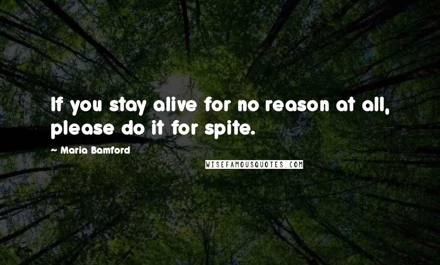 Maria Bamford Quotes: If you stay alive for no reason at all, please do it for spite.