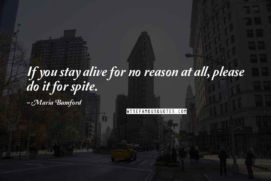 Maria Bamford Quotes: If you stay alive for no reason at all, please do it for spite.