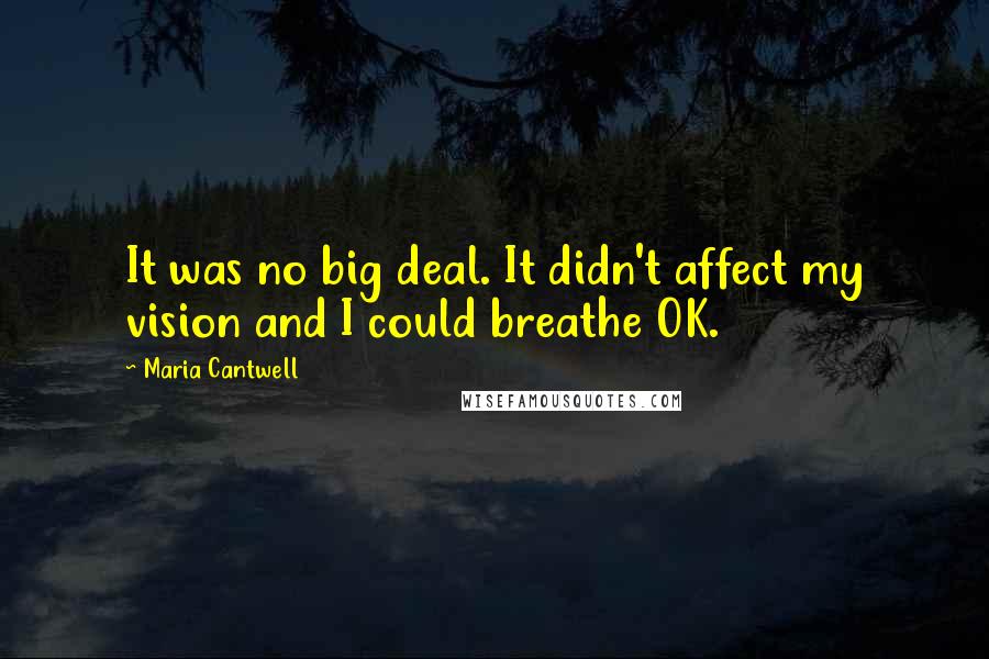 Maria Cantwell Quotes: It was no big deal. It didn't affect my vision and I could breathe OK.