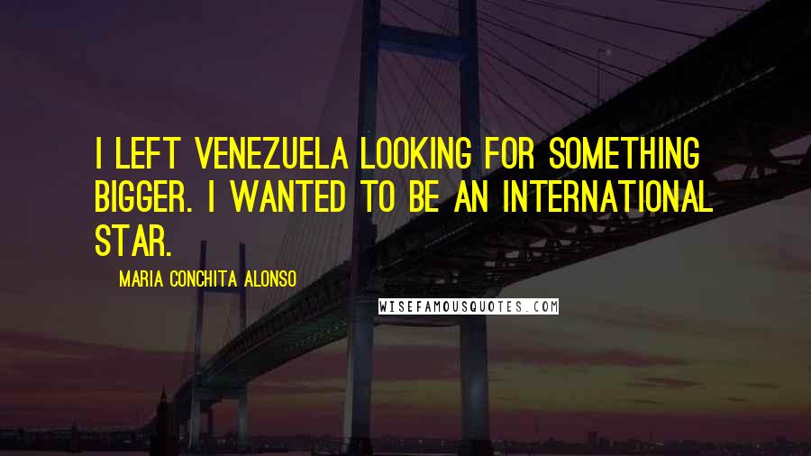 Maria Conchita Alonso Quotes: I left Venezuela looking for something bigger. I wanted to be an international star.