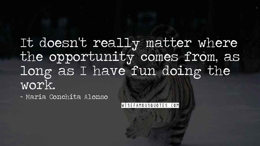 Maria Conchita Alonso Quotes: It doesn't really matter where the opportunity comes from, as long as I have fun doing the work.