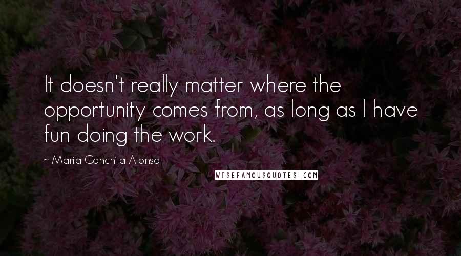 Maria Conchita Alonso Quotes: It doesn't really matter where the opportunity comes from, as long as I have fun doing the work.