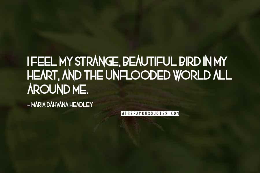 Maria Dahvana Headley Quotes: I feel my strange, beautiful bird in my heart, and the unflooded world all around me.