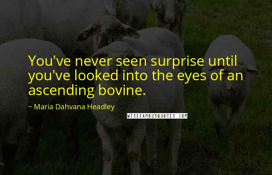 Maria Dahvana Headley Quotes: You've never seen surprise until you've looked into the eyes of an ascending bovine.