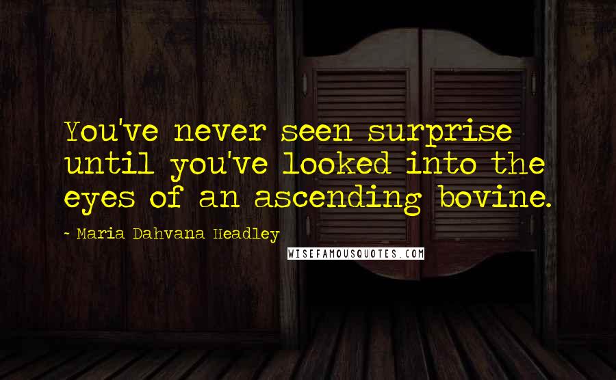 Maria Dahvana Headley Quotes: You've never seen surprise until you've looked into the eyes of an ascending bovine.