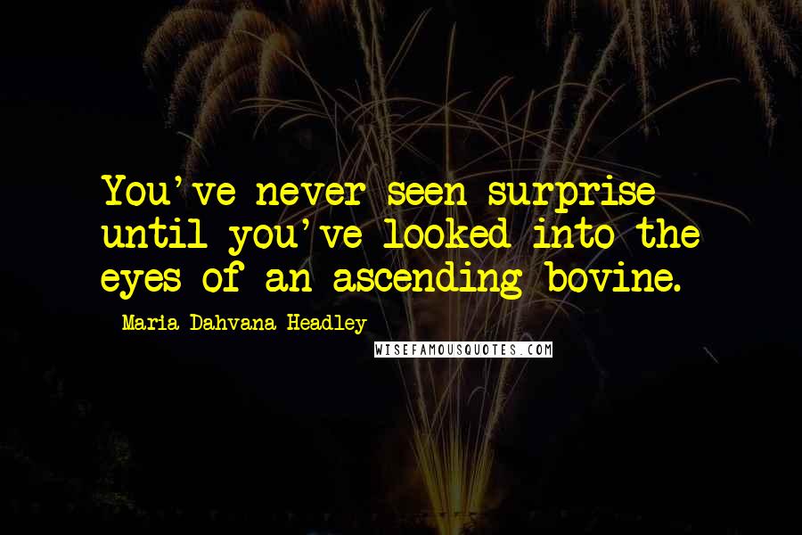 Maria Dahvana Headley Quotes: You've never seen surprise until you've looked into the eyes of an ascending bovine.