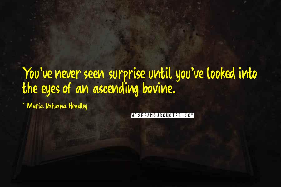 Maria Dahvana Headley Quotes: You've never seen surprise until you've looked into the eyes of an ascending bovine.