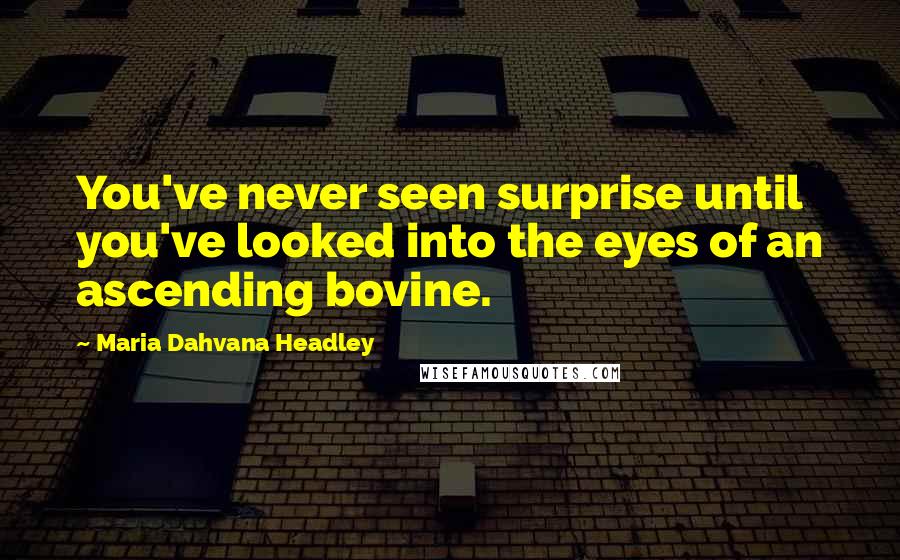 Maria Dahvana Headley Quotes: You've never seen surprise until you've looked into the eyes of an ascending bovine.