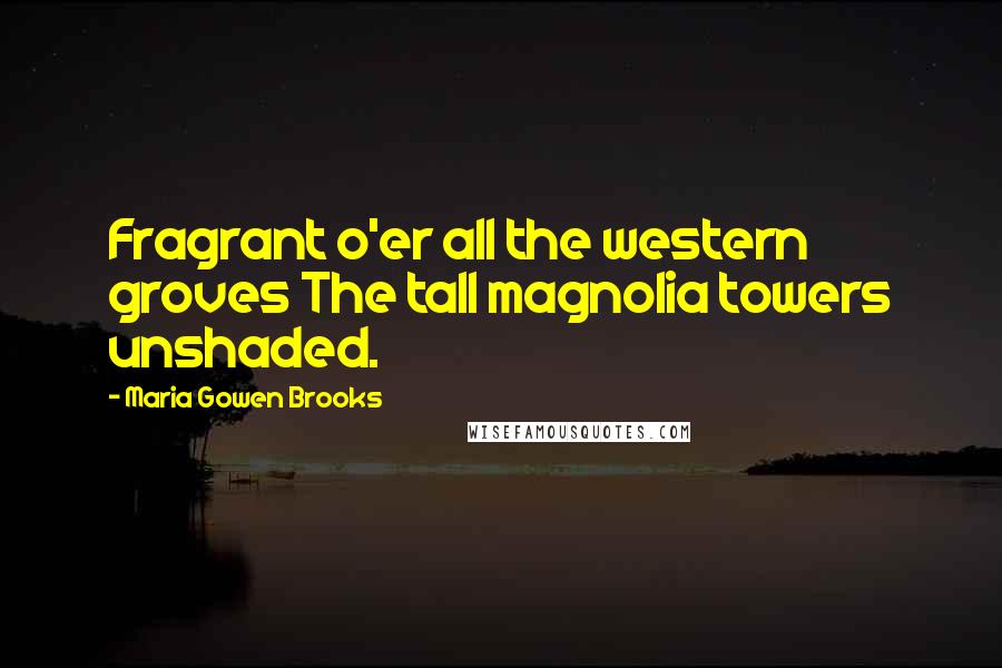 Maria Gowen Brooks Quotes: Fragrant o'er all the western groves The tall magnolia towers unshaded.