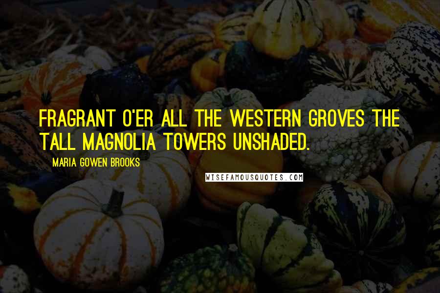 Maria Gowen Brooks Quotes: Fragrant o'er all the western groves The tall magnolia towers unshaded.
