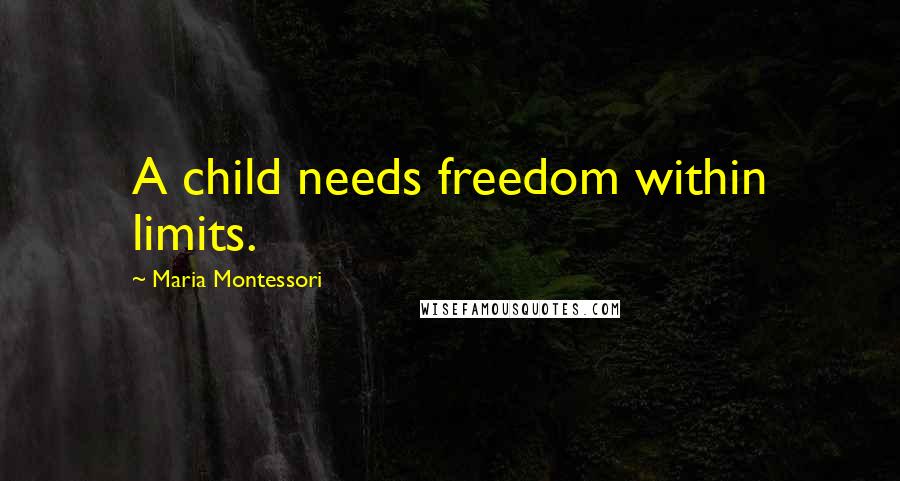 Maria Montessori Quotes: A child needs freedom within limits.