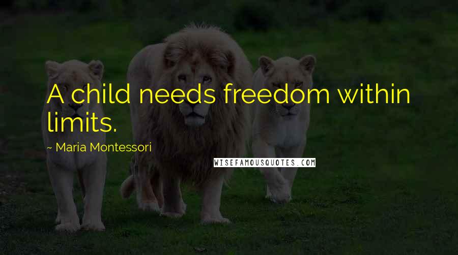 Maria Montessori Quotes: A child needs freedom within limits.