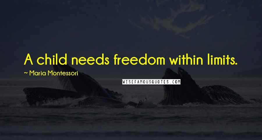 Maria Montessori Quotes: A child needs freedom within limits.