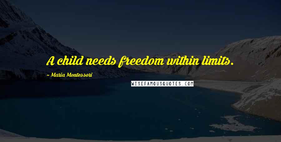 Maria Montessori Quotes: A child needs freedom within limits.